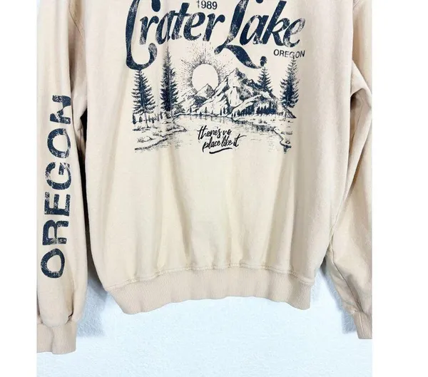 Urban Outfitters Crater Lake Overdyed Crew Neck Sweatshirt Small Yellow Oregon - Image 11