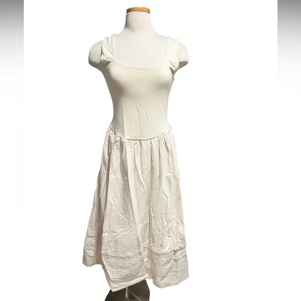 J.Crew Drop-waist mixy dress in natural/Ivory color Size Medium NWT - Image 2
