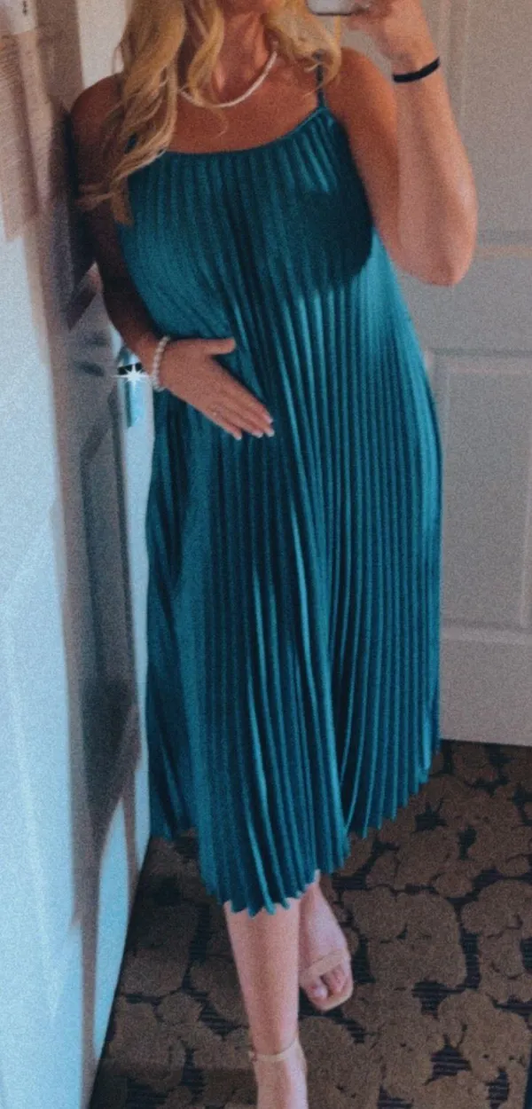 Sam Edelman Turquoise Pleated Midi Dress - Image 3