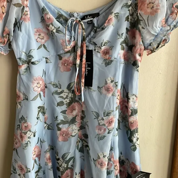 Lulus Precious Perspective Light Blue Floral Puff Sleeve Mini Dress - Image 6