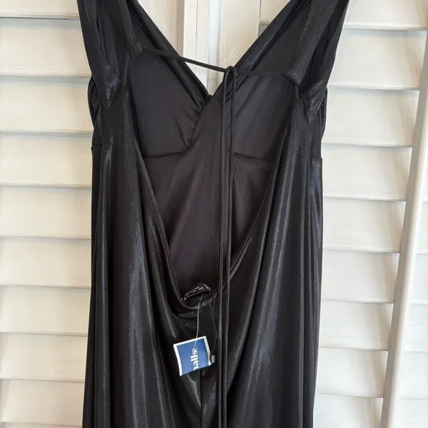 Zara Black Shimmer Halter‎ Neckline Maxi Dress Size Large - Image 5