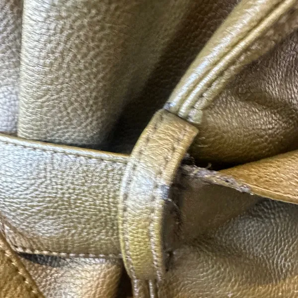 Rosetta Getty Olive Green Faux Leather Trench Coat SMALL Belted Office Work $555 - Image 14