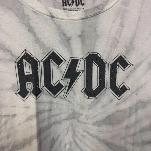 AC/DC Bedazzled Spell Out Logo Hard Rock Band Tie Dye 2X - Image 2
