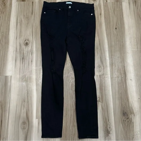 Good American Good Legs High Rise Distressed Black Skinny Jeans Women’s 14/32 - Image 4
