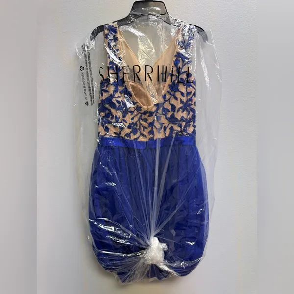 Sherri Hill Royal Blue Lace Prom Dress - Image 2
