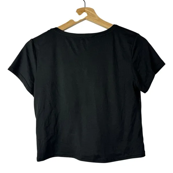 Olivia Rae Black V-Neck Cropped Short Sleeve T-Shirt S‎ - Image 3