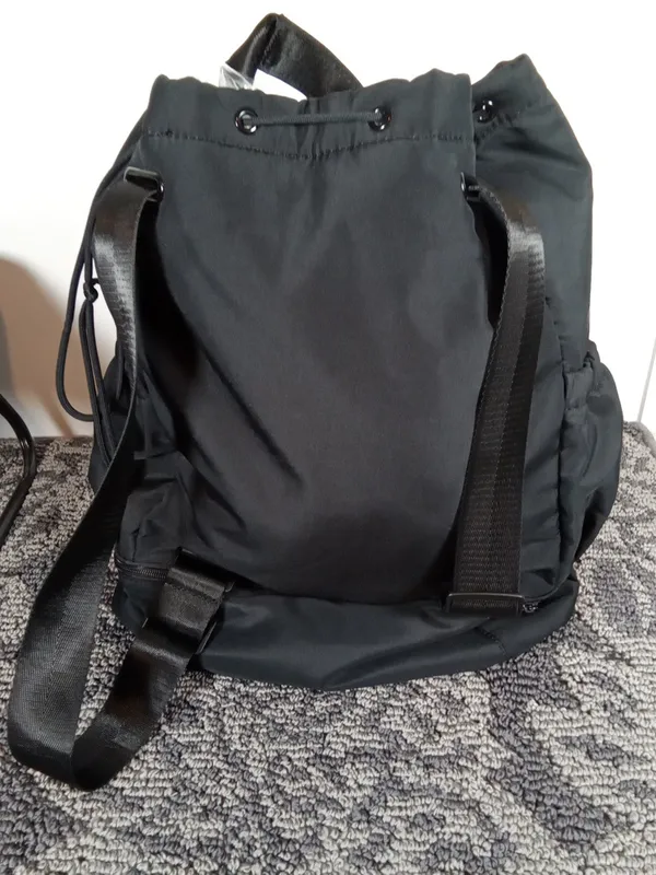 Beyond Yoga Black Drawstring Backpack with Front Zip Pocket Yoga Gym Sporty - Image 5