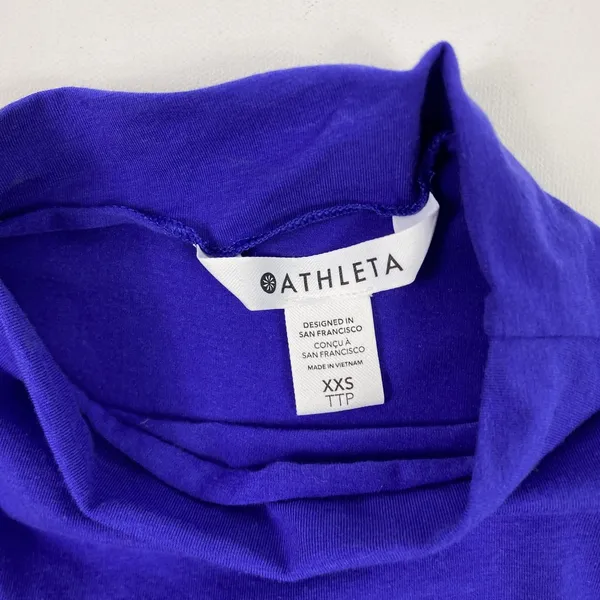 Athleta Tank Top Womens XXS Blue Mock Turtleneck Sleeveless Cotton Blend Stretch - Image 3