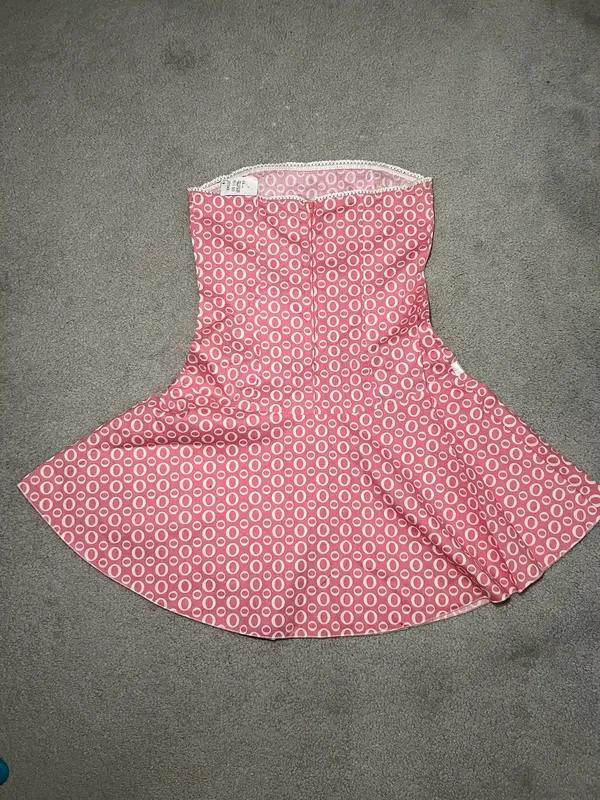 NWT Vintage 90s/Y2K Deadstock Strapless Pink and White Dress Size Medium - Image 2