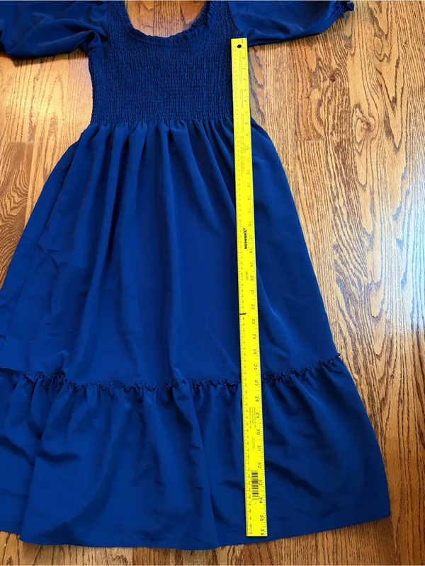Hill House Home The Louisa Nap Dress S Navy Cottagecore Smocked Puff Sleeve NWT - Image 12