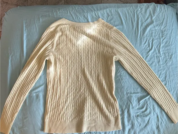 Vintage Butter Yellow V-Neck Cable Knit Sweater Coquette Fairy Granny Layer - Image 5