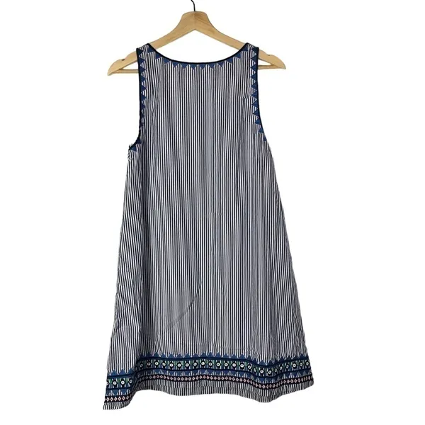 Vineyard Vines Geo Prep Embroidered Marlin‎ Blue Stripe Shift Mini Dress 10 - Image 2