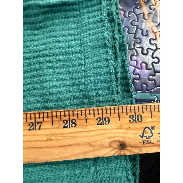 We The Free Free People Teal Green Waffle Knit Thermal Exposed‎ Seam Top Small - Image 7
