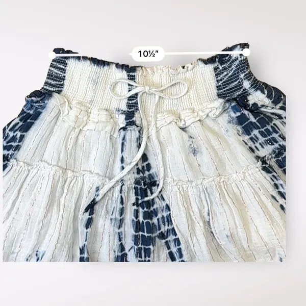 Surf‎ Gypsy Blue White Metallic Tie Dye Tiered Ruffled Mini Skirt Size M - Image 5