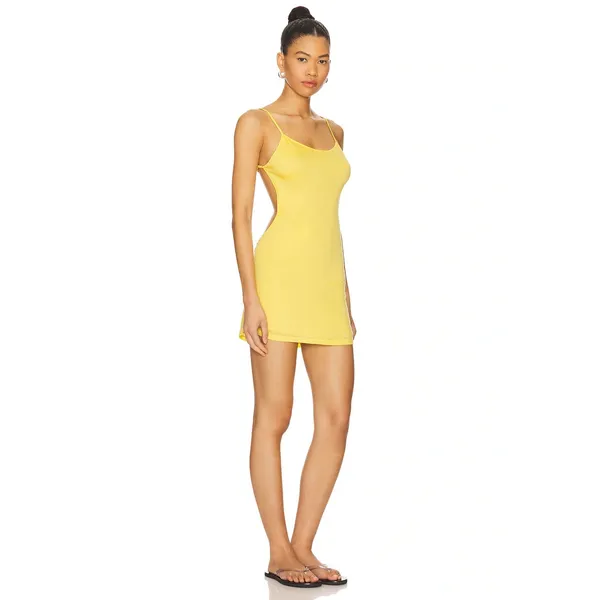 Revolve NBD Butter Yellow Cut Out Back Mini Dress Size Small Preppy Casual Chic - Image 3