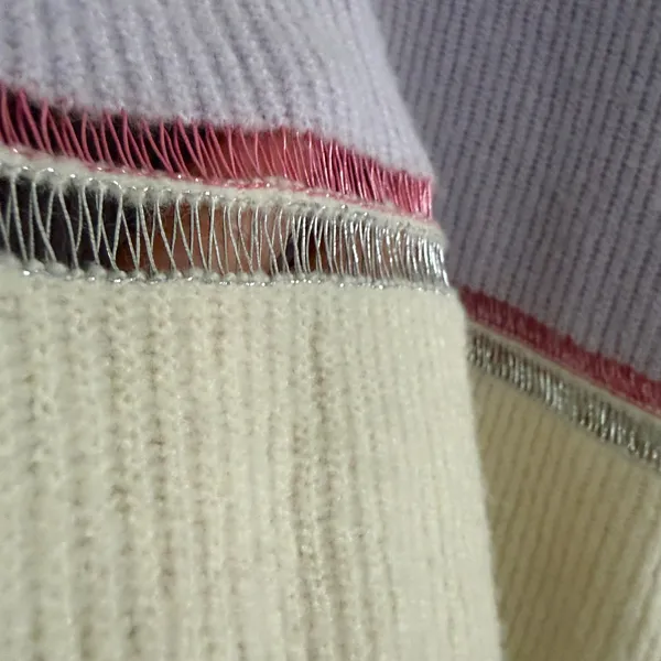 FOR LOVE AND LEMONS Arielle Puff Sleeve Color Block Striped Sweater Medium - Image 4