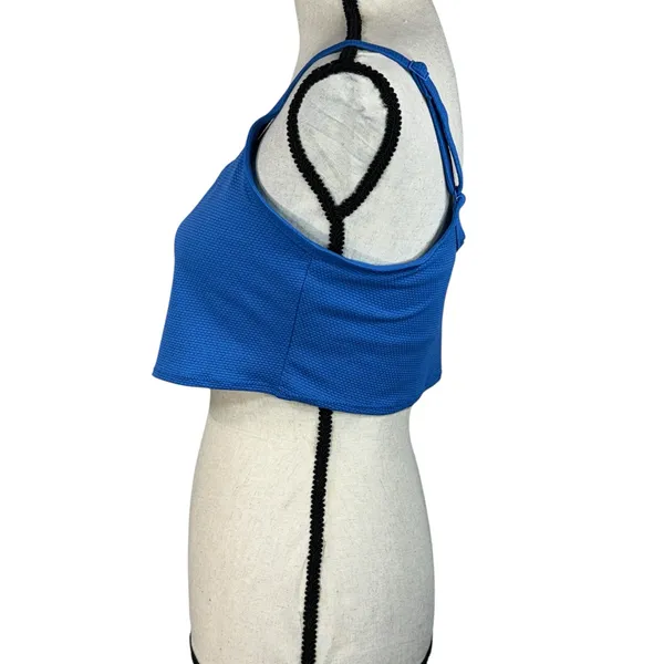 Aerie Large Swim Tankini Top Stretch Adjustable Straps Shelf Bra Scoop Neck Blue - Image 6