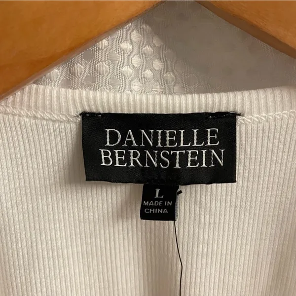 Danielle Bernstein White Ribbed Bodysuit Large - Image 2