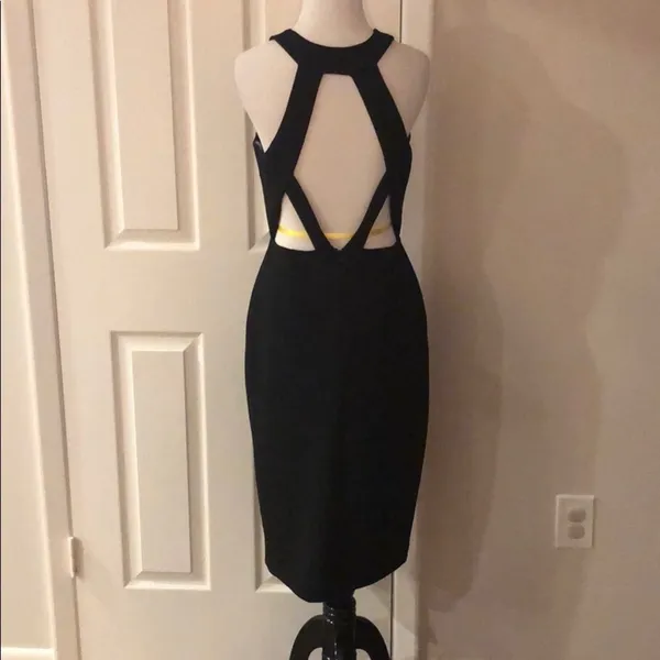 High Neck Dress Open Back Black Size L - Image 7