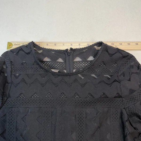Laundry by Shelli Segal black lace long-sleeve mini Dress SIZE 4 - Image 7