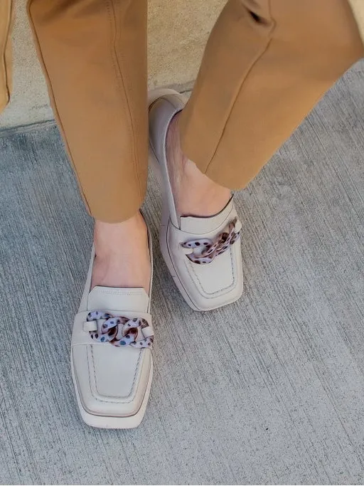 Naked Feet Mauve Platform Loafers with Chain Detail - Image 2