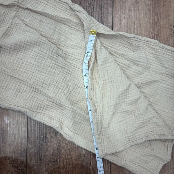 Magaschoni Organic Cotton Gauze Pants Womens S Beige Wide Leg Drawstring Coastal - Image 9