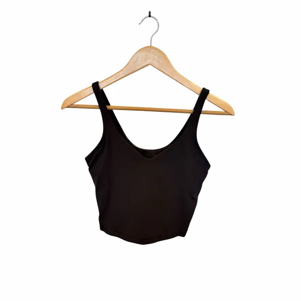 Lululemon Align Tank Black Nulu Cropped Shelf Bra Top Size 6 - Image 3