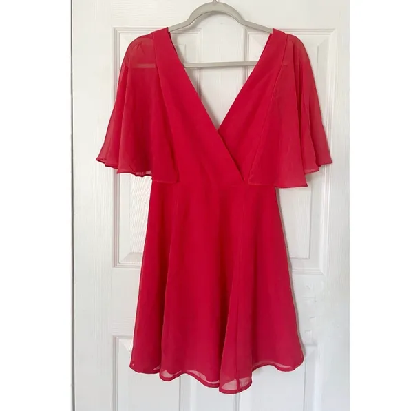 ASOS Red V Neck Mini Dress - Image 4