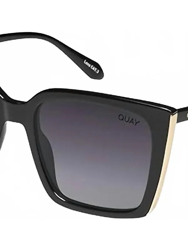Quay Australia Front Cover Sunglasses Square Polarized Black Smoke - Image 2