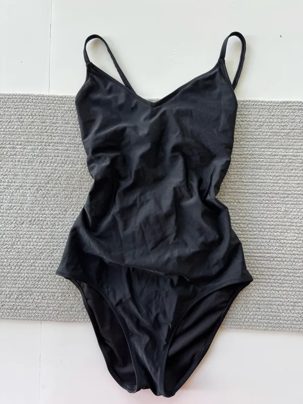 Aerie Viral Black Strappy One-Piece Swimsuit Size Medium Long - Image 2