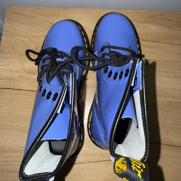 Dr. Martens 1460 Womens‎ Blue Boots Size 6 Patent Leather Boots NWOB C - Image 4