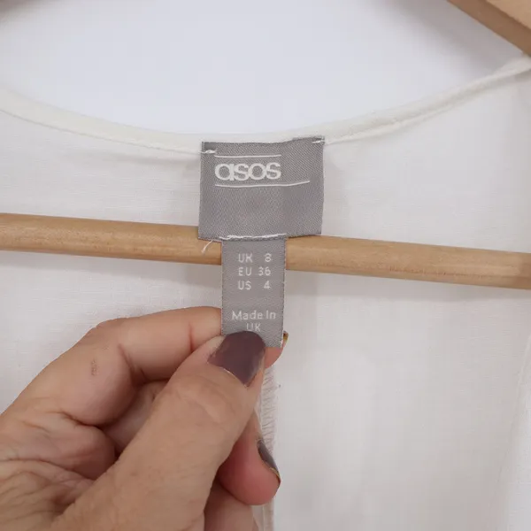 ASOS Top Womens 4 Twist Front Deep V-Neck Kimono Sleeve Cream Solid - Image 2