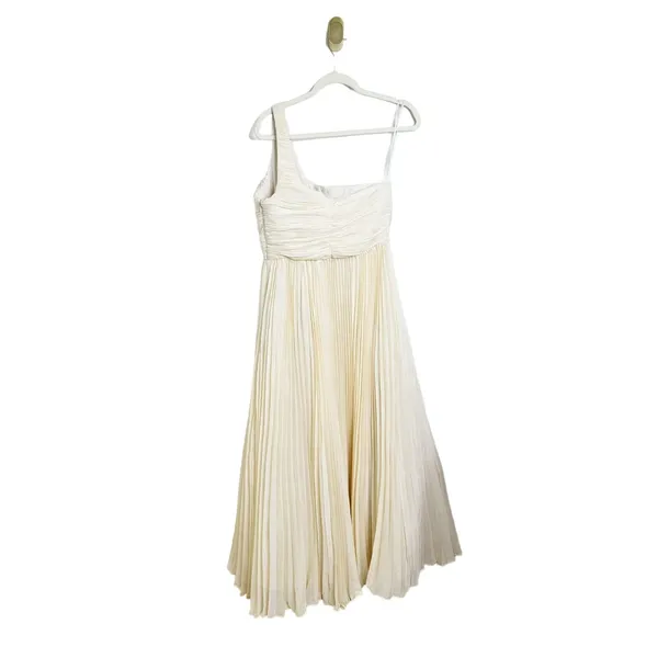NWT Anthropologie Let Me Be One-Shoulder Pleated Maxi Dress Cream White Medium - Image 4