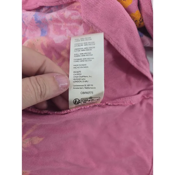 Free People Tunic Womens L OB1910773 Pink Floral‎ Boho Balloon Sleeve EXCELLENT - Image 5