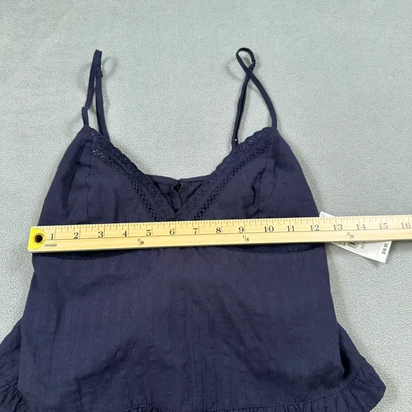 Your Favorite PacSun Cami Tank Top Womens XS Navy Blue Lace Trim Tie Back Straps - Image 4