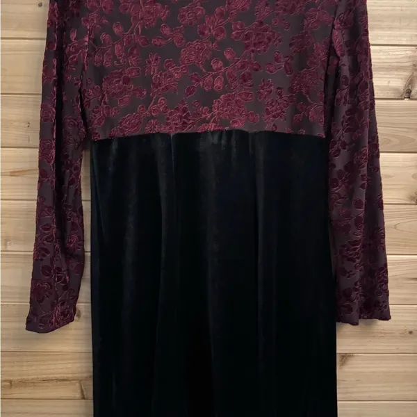 Vintage Molly Malloy Medium Floral Burnout Velvet Long Sleeve Whimsigoth Dress - Image 11
