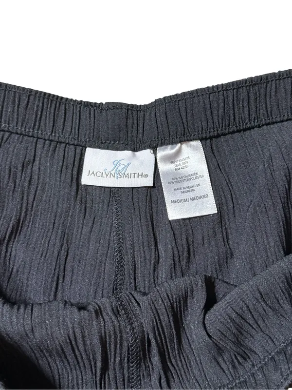 NWT Jaclyn Smith Medium Black Wide Leg Pull On Flowy Elastic Waist Dress Pants - Image 3
