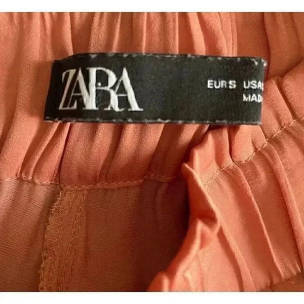 Zara Burnt Orange Pink Coral High Waisted Pull On Casual Y2K Lounge SZ S #1693 - Image 9