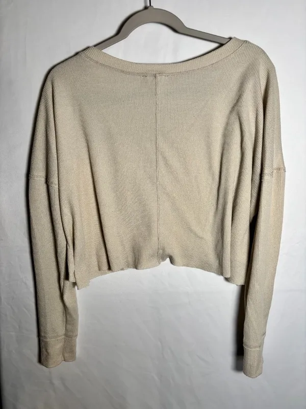 Altar’d State beige waffle knit cropped long sleeve top size S - Image 5