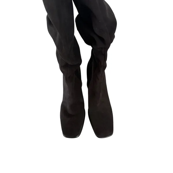 Nine West Domaey Black Suede Slouchy Square Toe Block Heel Boots Womens‎ 9M - Image 5