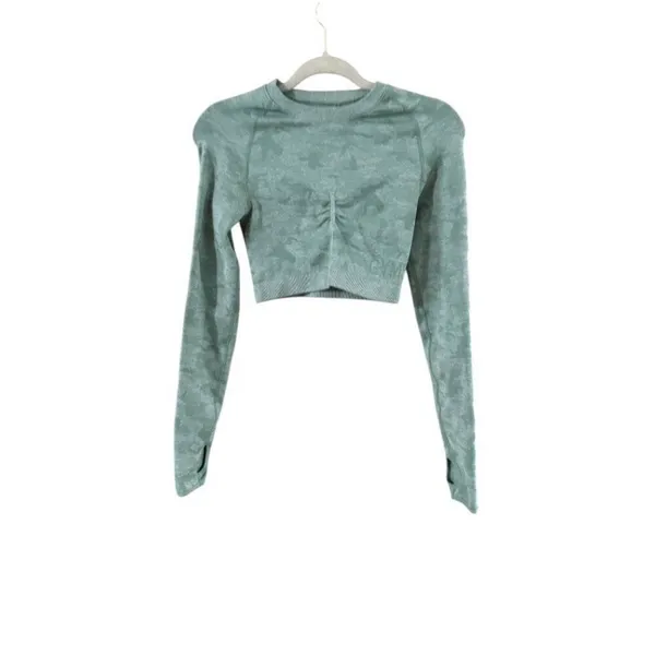 Gymshark Sage Camo Long Sleeve Crop Top - Image 2