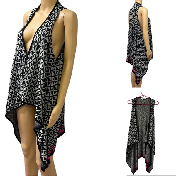 Im in Love with Derek Asymmetrical Knit Long Sleeveless Open Front Vest L to XL - Image 2