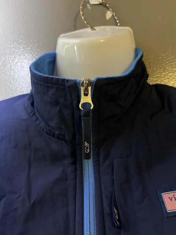 Vineyard Vines Vest Womens Large Blue Fleece Full Zip Windbreaker 300042 - Image 3