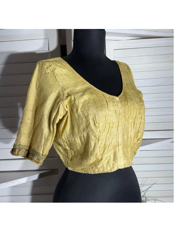 Vintage 60s peasant top mustard yellow medieval maid cosplay Ren Fair costume S - Image 2