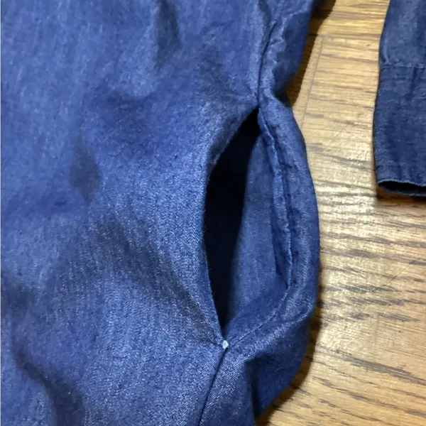 Old Navy Cotton Button Up Dark Chambray Denim Dress Size Medium - Image 7
