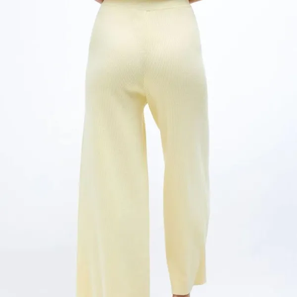 Charlie Holiday Delilah Butter Ribbed Knit High Rise Wide Leg Lounge Pants - Image 6