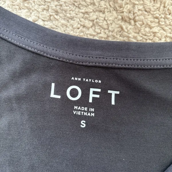 LOFT Gray Flutter Sleeve Blouse with Ruffled Details - Image 2