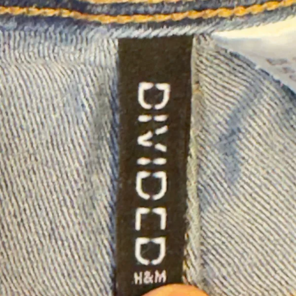 20 | Divided Boho Blue Denim Skinny Overalls Side Zip‎ Raw Hem Womens Size 0 - Image 5