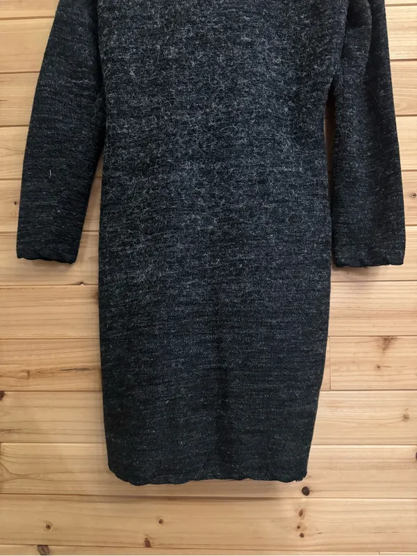 Y2K Vintage Medium Mohair Blend Heather Gray Tie Open Front Cardigan Cozy Winter - Image 6