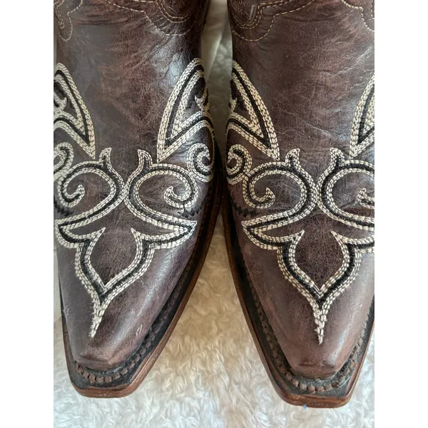Circle G Womens Cowboy Boots Size 9.5 Brown Leather Square Toe Western Texas - Image 9